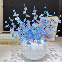 Шестилистный градиентный цветок счастья - сине-фиолетовый + 1 ваза-тыква белая (сделана своими руками)