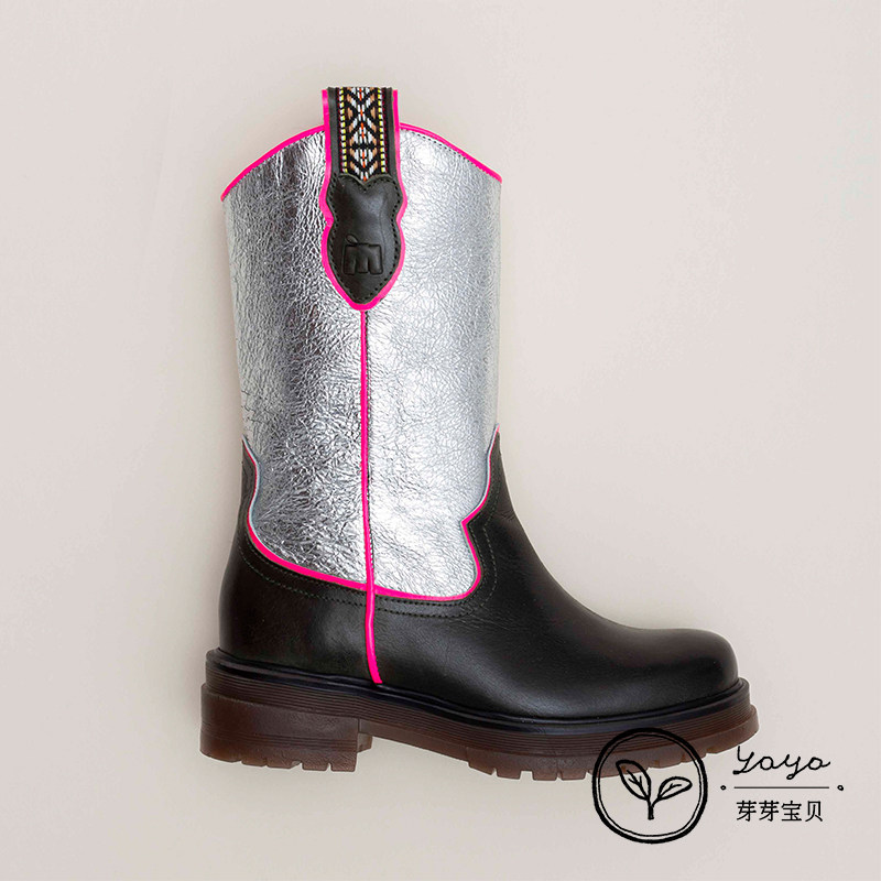 99 non-return bud baby Maison 19AW girls silver paneled mid-boots shoes