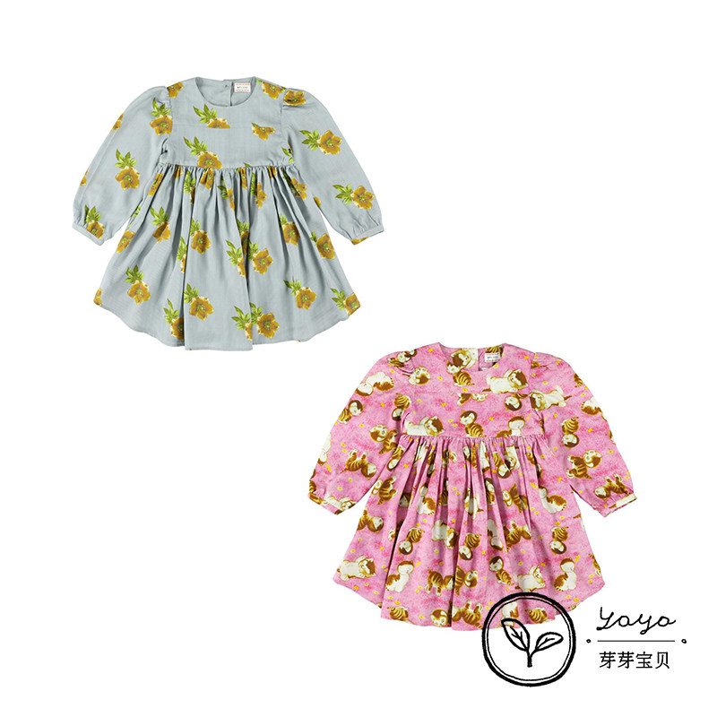99 No Withdrawal Bud Bud Baby Morley Girl Fresh Fields Garden Bright color Printed Foreign Dress