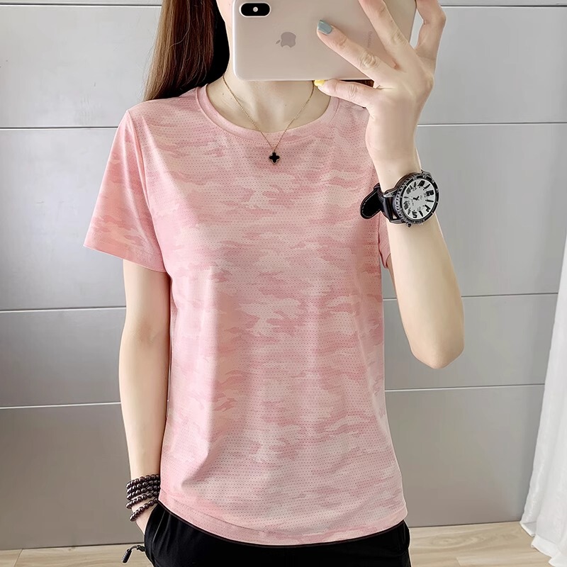 Mdcw Milan Quick-Drying Women's Clothing 2026 Summer Short-Sleeved Fitness Clothing Camouflage Loose Sports Suit Quick-Drying T-Shirt