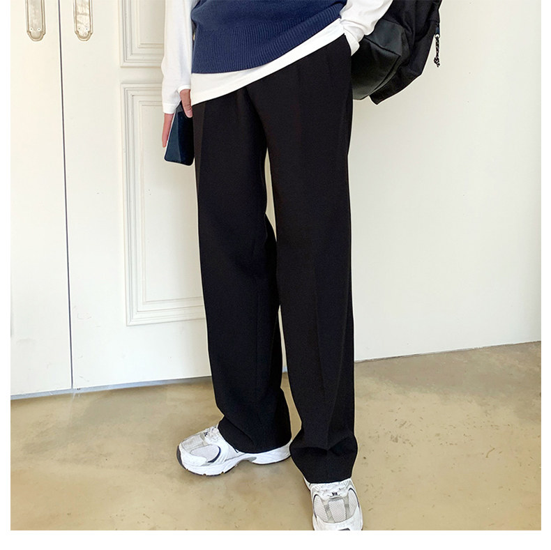 Летние шелковые черные штаны для отдыха, длинный мужской костюм, свободный прямой крой 