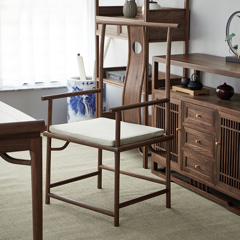 Zen New Chinese Official Hat Chair Black Walnut Old Elm Taishi Chair Circle Chair Solid Wood Dining Chair Tea Chair Furniture - Taobao