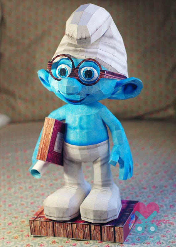 Cắt tình yêu ban đầu mô hình giấy 3D thủ công tự làm thủ công lắp ráp thủ công Smurfs Congcong - Mô hình giấy