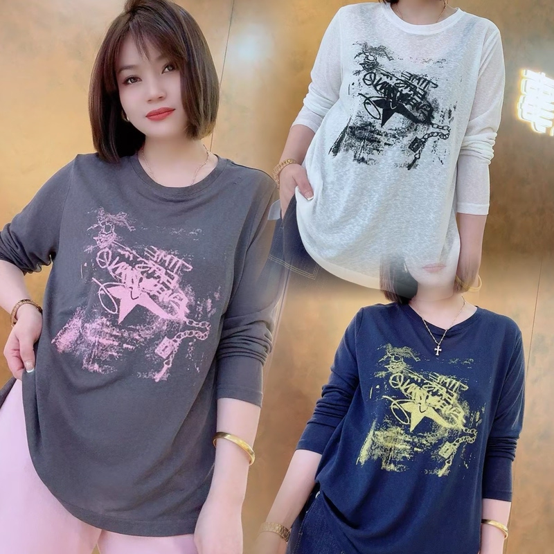 Guma 3319 Plus Size 2026 Summer New Style Loose Versatile Sun-Protective Ultra-Thin Long-Sleeve T-Shirt for Women