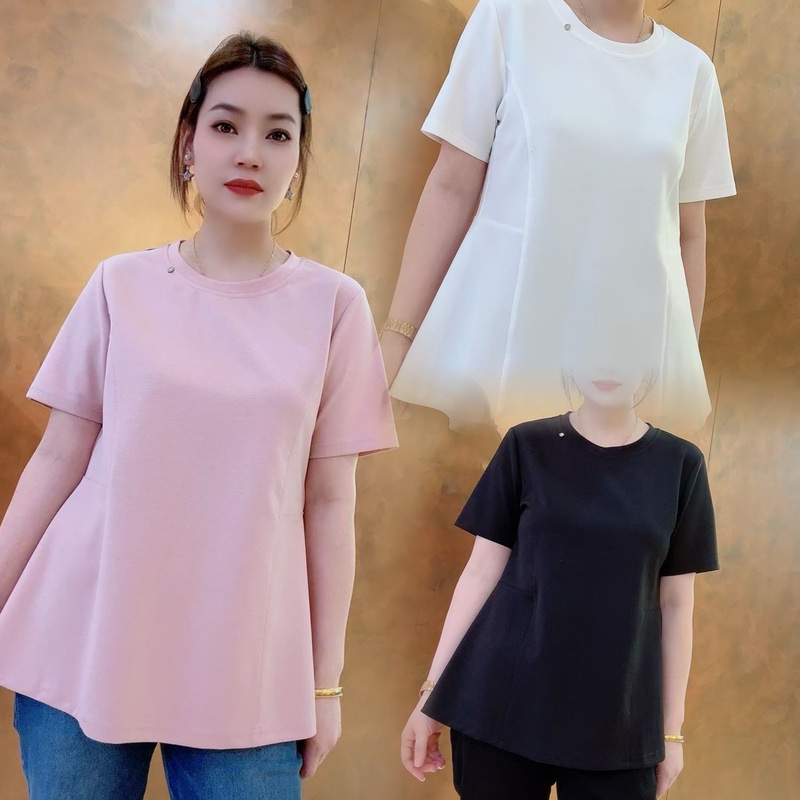 Guma 3630 Plus-Size Women's Summer New Style Ruffled Short-Sleeve T-Shirt for Plus-Size Women 100kg Loose Fit, Slimming, Versatile