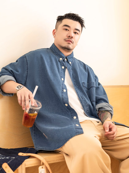 GEEEKPANDA潮牌大码牛仔衬衫男加肥加大cityboy长袖薄款外套8210