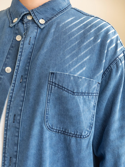 GEEEKPANDA潮牌大码牛仔衬衫男加肥加大cityboy长袖薄款外套8210