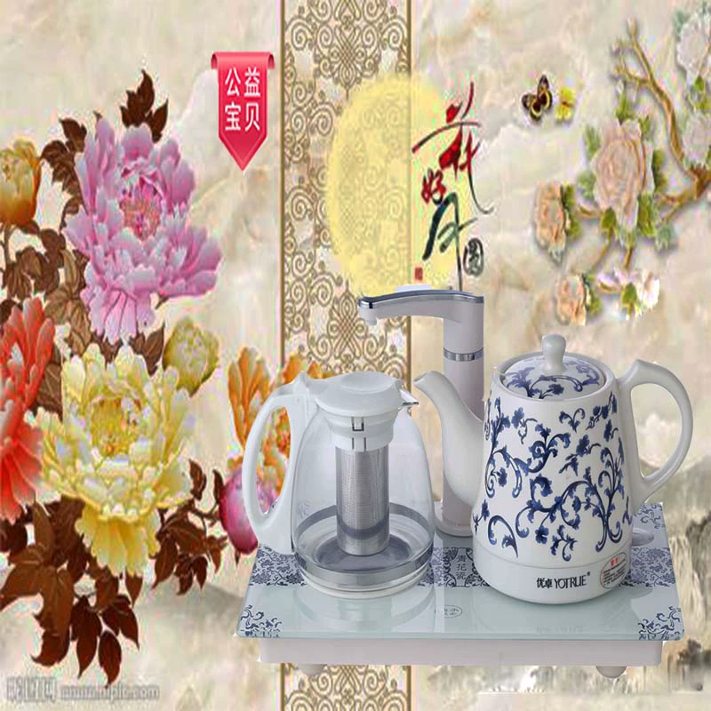 Ấm đun nước điện bằng gốm tự động cung cấp nước ấm tự mồi Jingdezhen nước sôi tự động tắt cách nhiệt trà pha trà - ấm đun nước điện