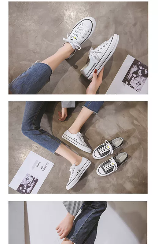 Quan Zhilongs same daisy low-top giày nữ 2020 giày thời trang mới Phiên bản Hàn Quốc của giày thể thao kết hợp tất cả các ulzzang - Giày cắt thấp