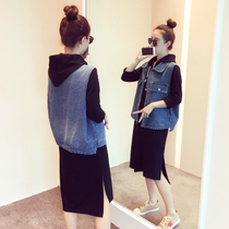 Pregnant women autumn suit fashion out net red Foreign Air 2020 early autumn two-piece tide Hot Mom personality dress