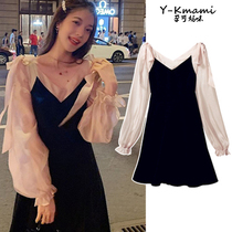 High-end pregnant women Spring Net red dress 2021 new female spring and autumn belly does not show the set fashion