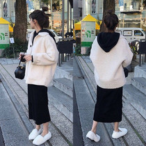 Pregnant women autumn set fashion small high-end age dress jacket autumn winter Net Red foreign air two-piece set