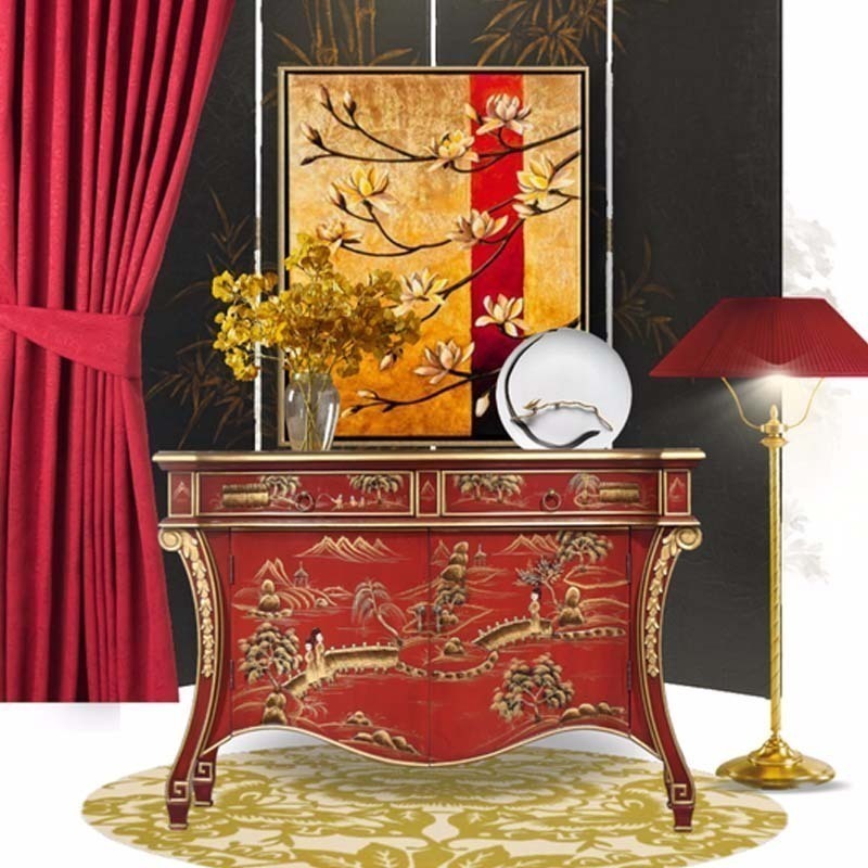 New Chinese GENGUAN CABINET LIVING ROOM SCREEN PARTITION CABINET STORAGE CABINET SOLID WOOD DECORATIVE CABINET LIGHT AND LUXURIOUS DOOR HALL CABINET NEW CHINESE STYLE