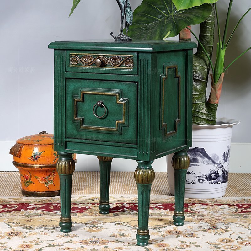 Eurostyle corner a few living room light luxurious and beautiful peacock green bed head cabinet solid wood sofa edge a few small tea table square tea table small table