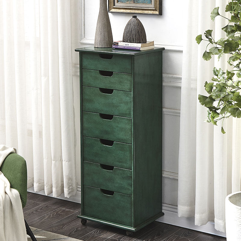 Ruishi European-style solid wood seven-drawer cabinet simple bedroom high cabinet living room European-style storage cabinet multi-pumping storage cabinet Nordic