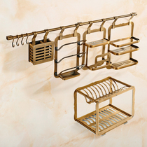 Antique kitchen space aluminum shelf Wall-mounted knife rack Seasoning rack Pot cover rack Storage rack hanger Bathroom pendant