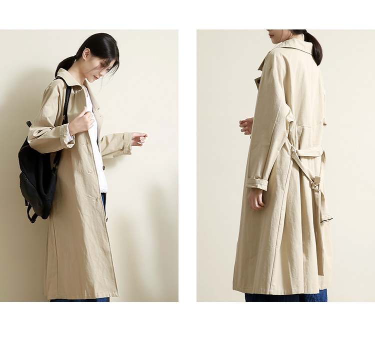 Gujia 2018 mùa thu mới văn học lỏng áo dài nữ bông giản dị khí dài trench coat áo khoác adidas nữ