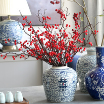 Hair Treasure Winter Green Simulation Flowers Red Fruits Subsimulation Plant Living Room Fake Flower Wedding House Arrangement Floral Decoration Pendulum Piece