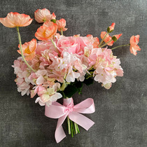 Handbook bouquet simulation flower light luxury living room table decoration flower arrangement fake flower peony rose bouquet