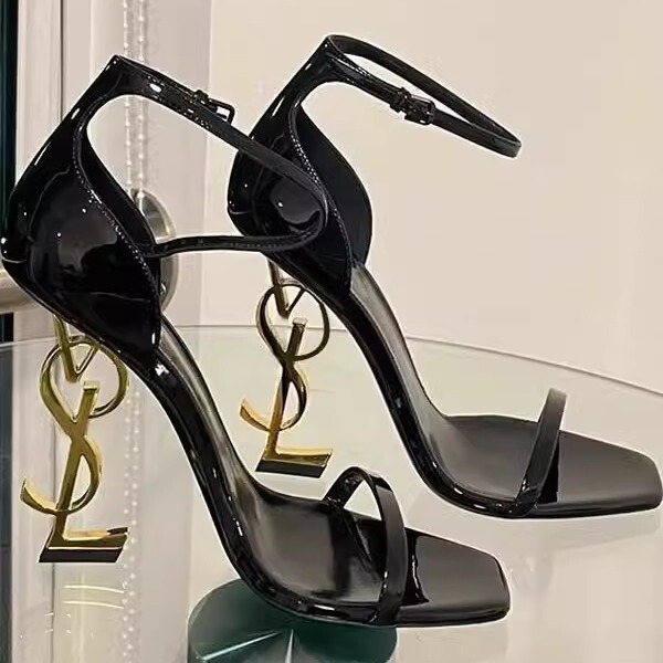 Rvfa2026 New Summer Style Elegant and Sexy Patent Leather Strappy High Heels with Letter Heels for Women Rvfa2026 New Summer Style Elegant and Sexy Patent Leather Strappy High Heels with Letter Heels for Women