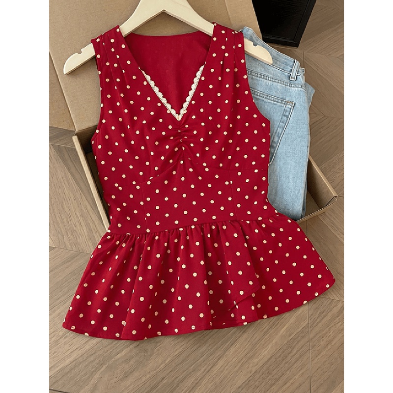 Hong Kong Style Retro Chic Hot Girl Red Sleeveless Vest 2026 Summer New Casual Versatile Beautiful Top Women's Clothing