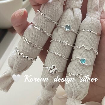 Korean popular ins design s925 sterling silver aquamarine zircon ring collection stackable niche high-end plain ring