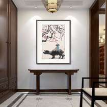The year of the ox paintings wu niu tu Chinese style living room decorative painting entrance hallway paintings cattle go sky-Li Keran mu niu tu