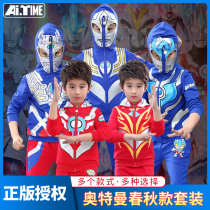  Ultraman clothes boys  clothes childrens suit three-piece Obdigasero handsome clothing foreign spring tide