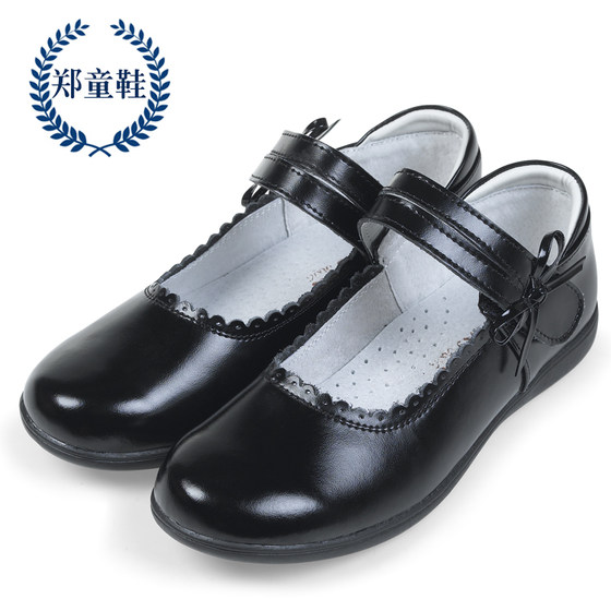 Girls' black leather shoes genuine leather children's performance shoes white student single shoes etiquette flower girl school shoes cowhide soft bottom