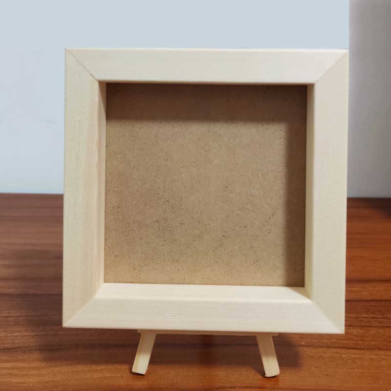 Deep stone picture frame pine solid wood square cobblestone frame wood blank clay phase DIY solid toddler paper hand