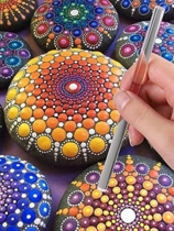 Acrylic winding wave dot pen stick painted children hand-painted diy material positioning Mandala Yanyan beauty stone painting
