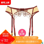 Pháp gợi cảm quyến rũ ren siêu mỏng vớ retro màu đỏ phối cảnh trong suốt garter clip garter lady