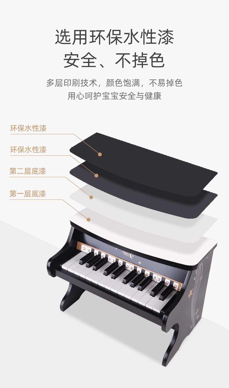 可来赛 木质机械儿童小钢琴 专业标准25音节 图4