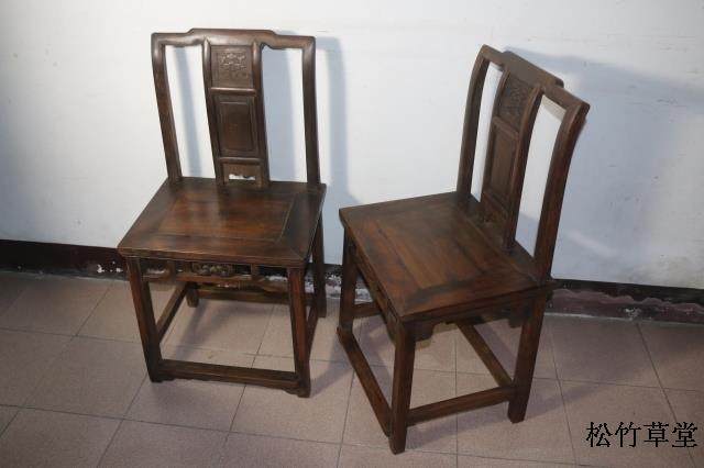 Late Qing late tuscan wood single backrest Wentan chair a couple of old furniture-Taobao