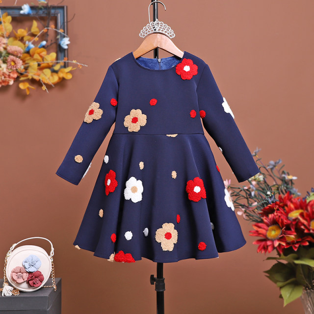 2022 New Girls' Long-sleeved Dress Parent-child Mother's Dress Autumn and Winter Dress Cute Children's Baby Western-style Princess Dress