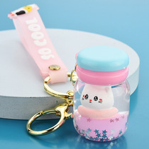 Floating kitten car keychain cute surfing cat floating bottle couple hanging ornaments bag pendant ring cute female