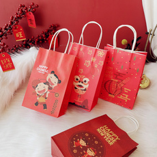 картон 新年纸袋卡通包装手提袋子节日礼物袋袋新年糖果礼品袋购物袋