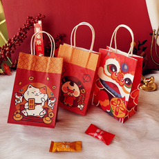 картон 新年招财猫礼物手提袋子烘焙面包蛋黄酥曲奇奶枣包装手提袋袋