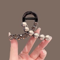 Paris designer Camping Kiss light luxury temperament sparkling diamond shark clip exquisite simple back of the head hair clip for women