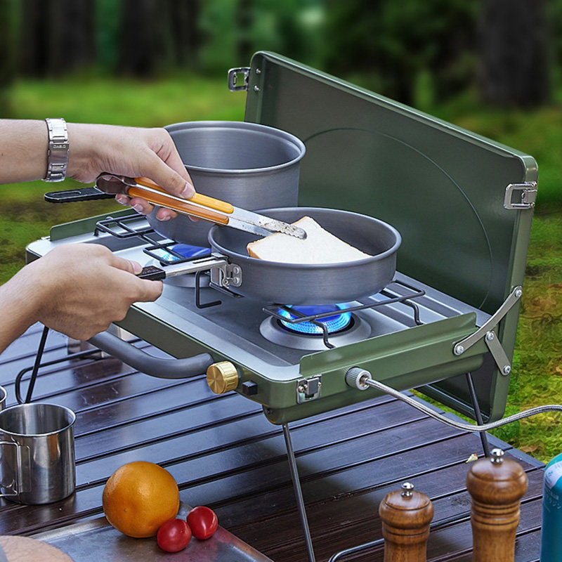 Kolin Outdoor Campaign Double Head Stove High Power BBQ Field Picnic Gas Double Head Stove