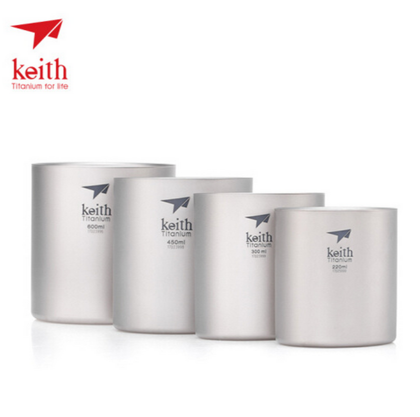 Shears pure titanium water glass double thermal insulation anti-scalding tea cup of four sets of water with outdoor portable tea set Ti3501