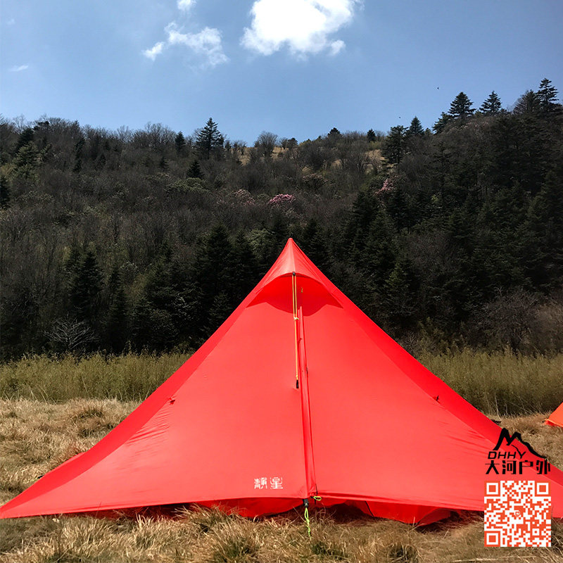 Jingxing wind chant 2 people pyramid tent anti - wind and rain double silicon lightweight 4 - person camping tent