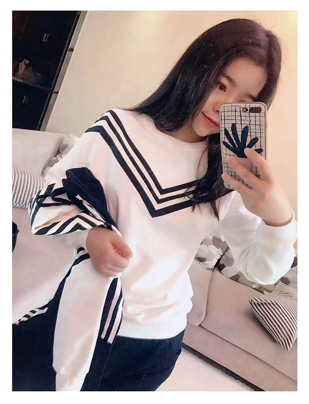 Quần áo mùa thu cha mẹ trẻ em 2018 phiên bản Hàn Quốc mới của mẹ chồng thủy triều quần dài tay hai dây phù hợp với áo thể thao hải quân