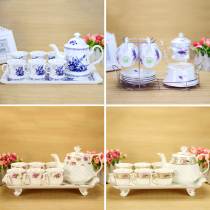 European ceramic water set living room gift retro afternoon tea cup tea tray green tea tray Jingdezhen complete set