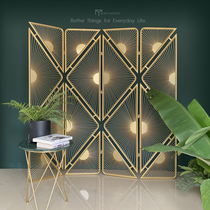 Golden wrought iron screen home decoration partition folding removable ins light luxury creative simple design Nordic style