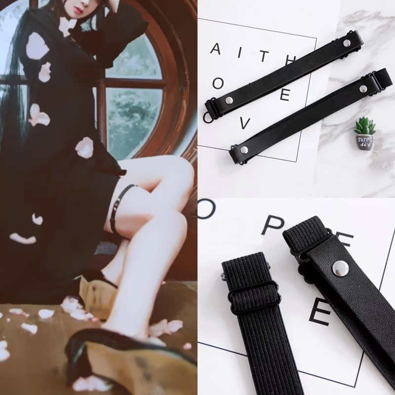 Nhật Bản và Hàn Quốc ulzzang cô gái đường phố beat chân cá tính punk da đàn hồi da đen chân nhẫn garter dây đai nịt tất đàn hồi