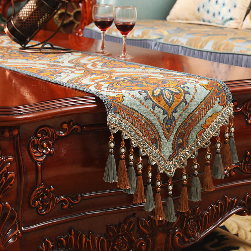 Eurostyle extravagant upscale American retro countryside light extravagant table dining cabinet table flag strip table cloth tea table decorative cloth