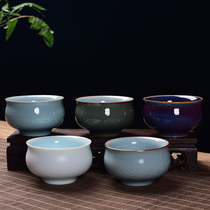 Guan Ge Ruding Jun kiln ceramic kung fu small tea cup household tea bowl tea cup single tea set bucket hat master tea cup