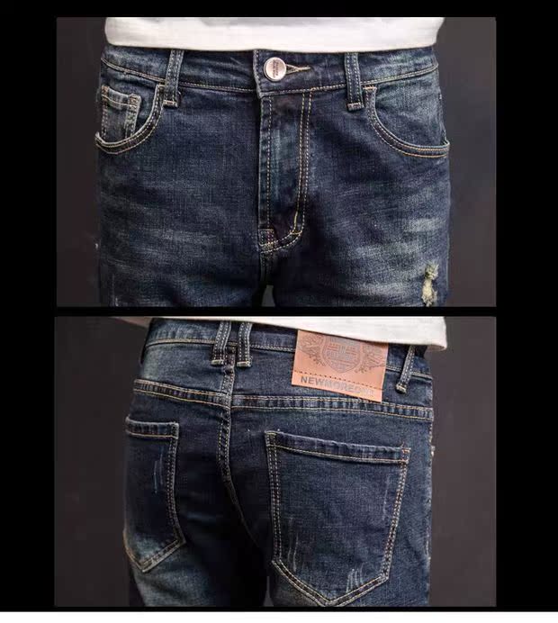 Mùa xuân mới quần jeans nam tu luyện tự thanh niên Nhật nhỏ chân quần áo lỗ quần dài thủy triều - Quần jean skinny jeans nam