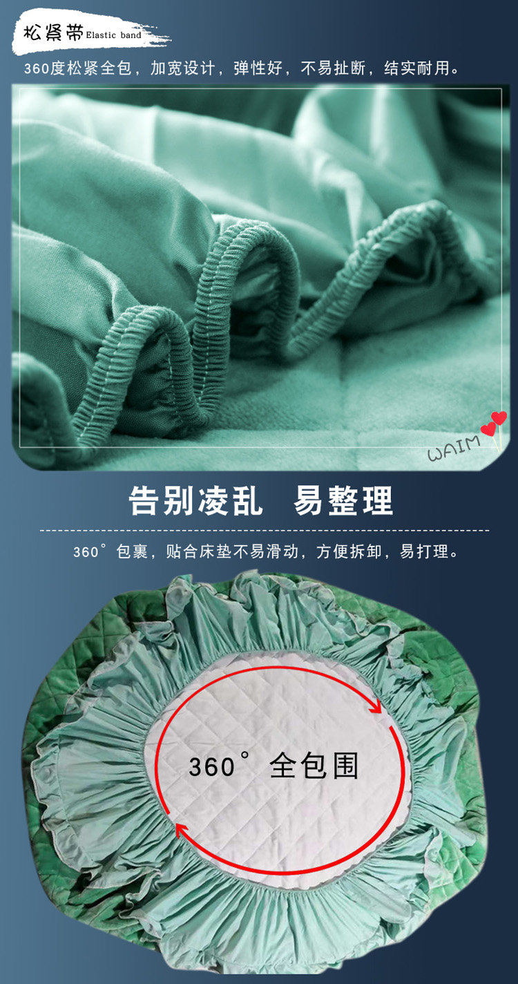 Giường lông cừu san hô dày ấm áp trải giường flannel clip bông bên giường nệm chống trượt mat bảo vệ Ga chun Everon